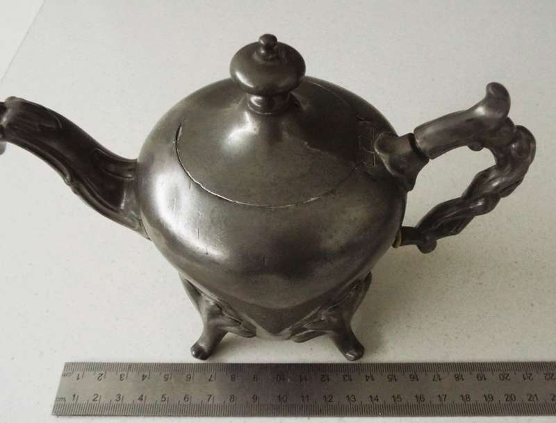 ANTIQUE VICTORIAN PEWTER TEAPOT ,, BROADHEAD & ATKIN 1834-1840