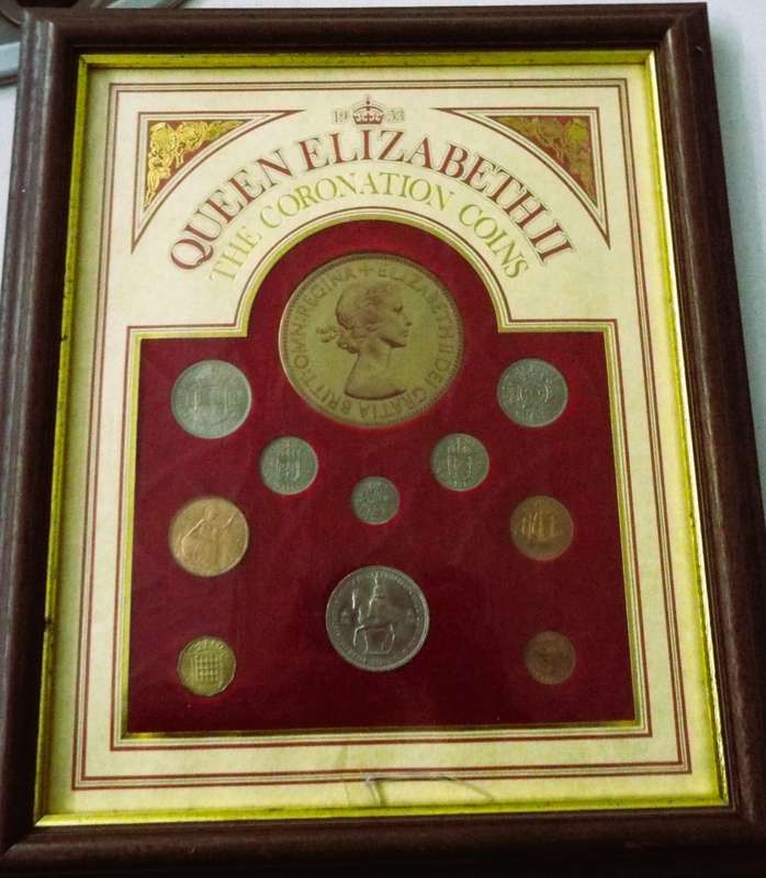 RARE 1953 Queen Elizabeth II Royal Mint Coronation Set 10 Coins framed