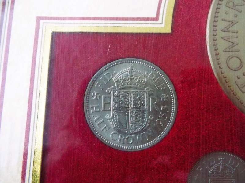 RARE 1953 Queen Elizabeth II Royal Mint Coronation Set 10 Coins framed
