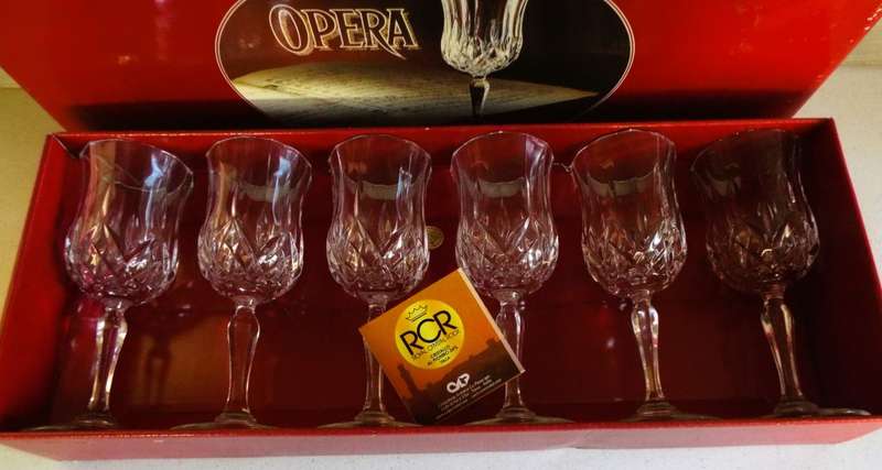 Vintage 6 x Royal crystal rock Crystal made in Italia Wine glasses