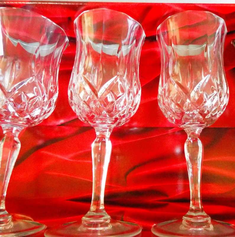 Vintage 6 x Royal crystal rock Crystal made in Italia Wine glasses
