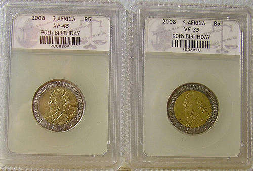 AND NOW THE VF 35 AND XF 45 MANDELA COINS