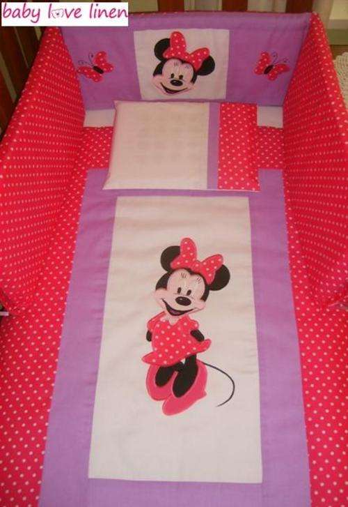 7 Pc Appliqued "Minnie Mouse" Baby Linen  ** STARTER SET **
