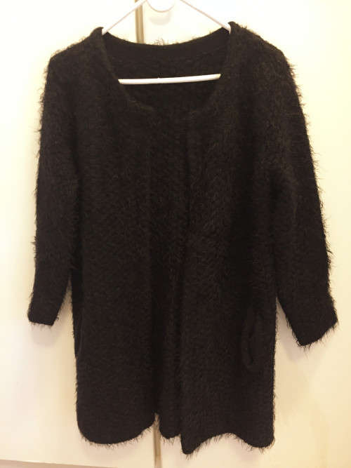 DARK BLACK MOHAIR KINTWEAR JACKET XS-S