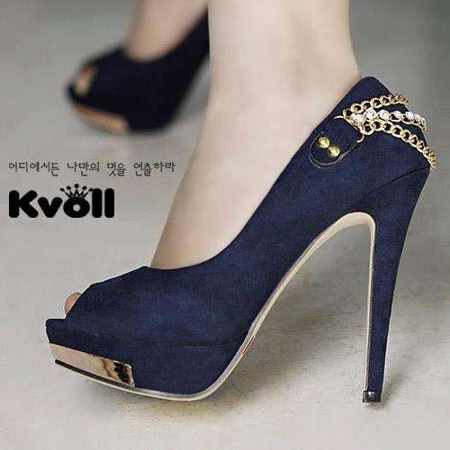 Jolie Dame-Elegant Lady shoes D5089 BLUE SIZE4