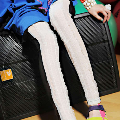 Transparent lace legging black and white