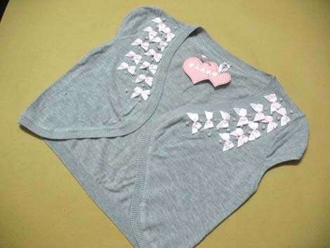 knitted butterfly pearl grey top S