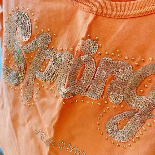 VERO MODA ORANGE BLING STRETCH T-SHIRT XS