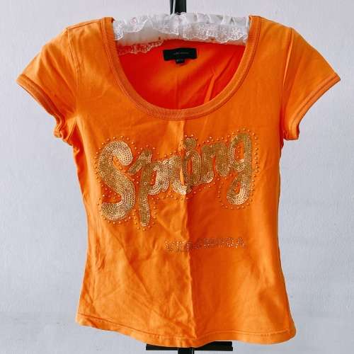 VERO MODA ORANGE BLING STRETCH T-SHIRT XS