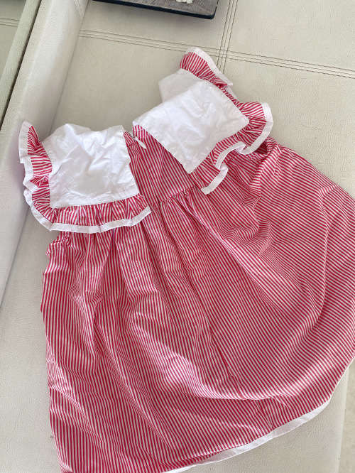 Red and White Strip Skirt (fruit pattern) 2-3Y