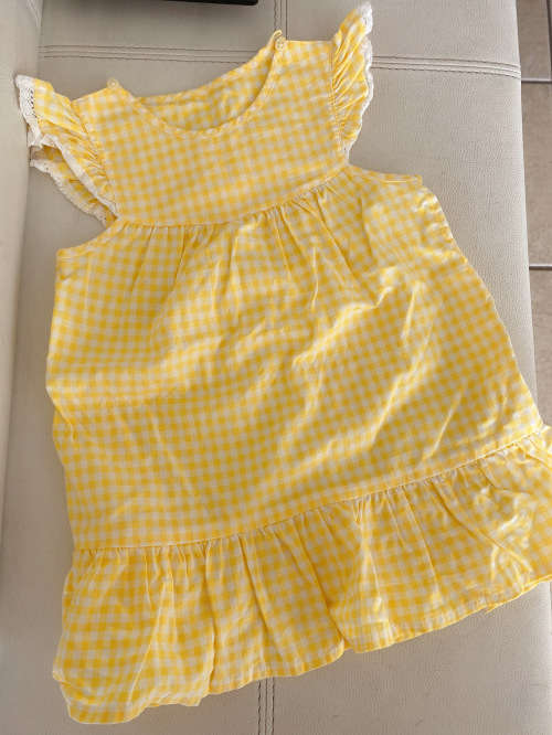 BalaBala Yellow Chess Skirt 100% cotton 90cm 2-3Y