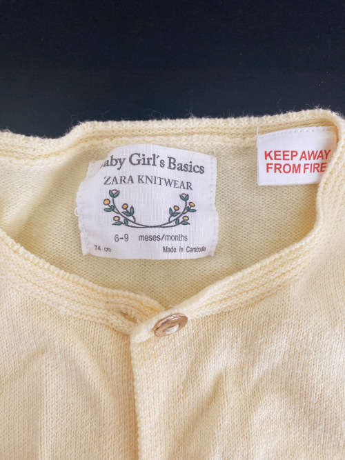 ZARA BABY GIRL`S Basics Yellow Knitwear 6-9M