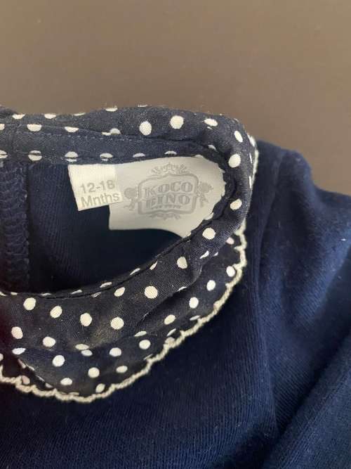 KOCO BINO Baby BlueandWhite knot Top T-shirt Handmade 12-18M