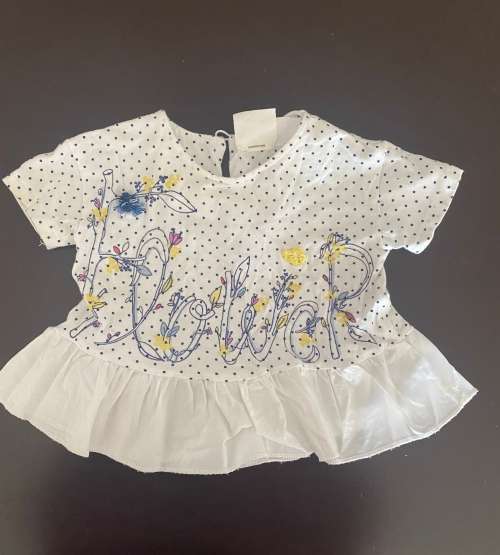 ZARA Baby Girls White Designed T-shirts 6-12M
