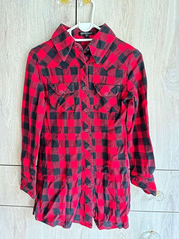 ANGEL CITY PLAID SHIRT BLACK AND RED SIZE XS