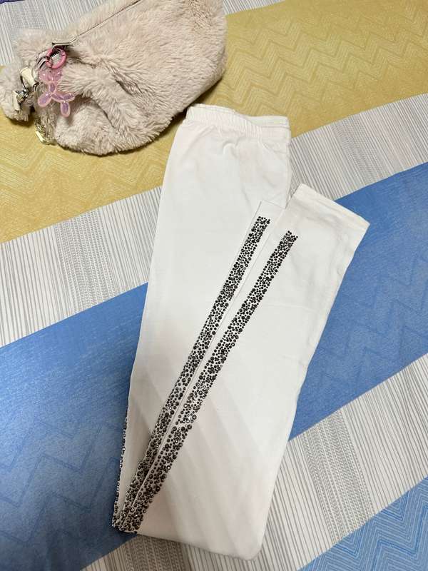 WHITE SHINING LEGGING FOR LADY SIZE S