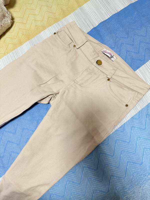 Designer Super Star Beige elastic Jeans for lady Size S
