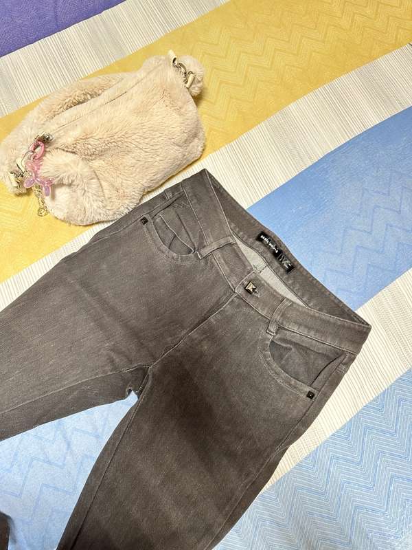 KOREA BASIC HOUSE WARM GREY ELASTIC JEANS PANTS/LEGGING SIZE S