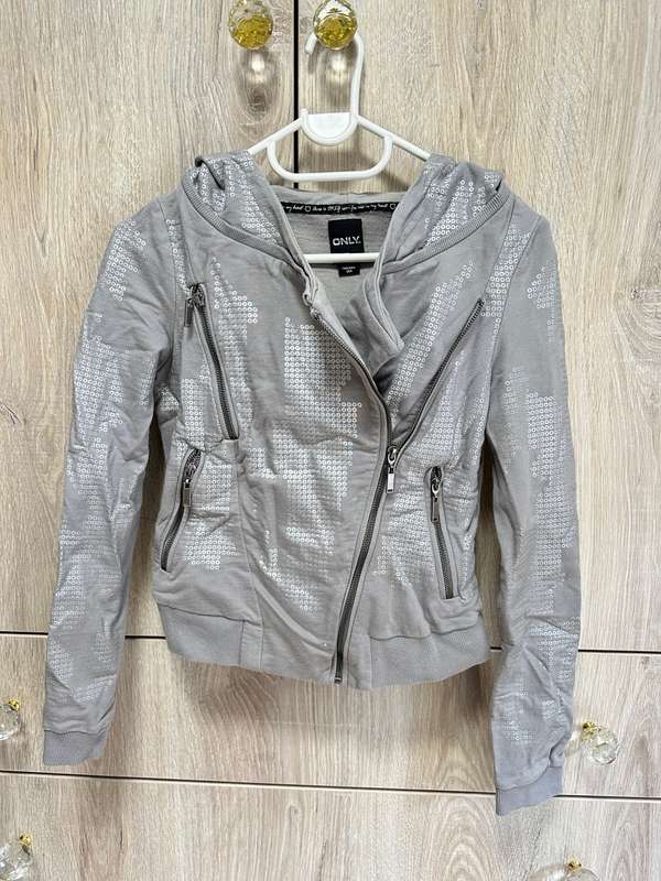 ONLY BRAND SATIN GREY COTTON JACKETS SIZE S