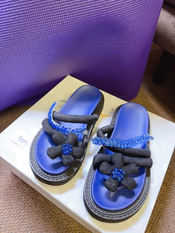 Blue & Black Sandal with Flower design for Women Size 4