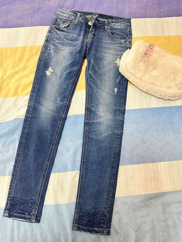LOWER WAIST Straight JEANS Clssic Blue Size XS