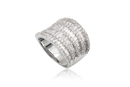 Stunning solid sterling silver ring encrusted with high grade cubic zirconia