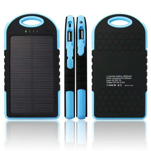 5000 mAh solar charger dual usb power bank