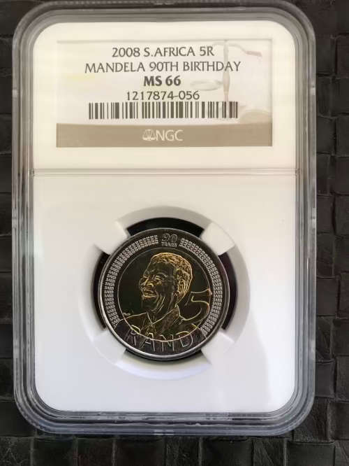 2008 Mandela 90th Birthday R5 NGC Graded MS66