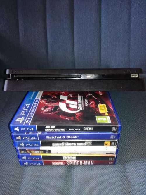 SONY PALYSTATION 4 SLIM 500GIG+6 GAMES+CONTROLLER+ALL CABLES