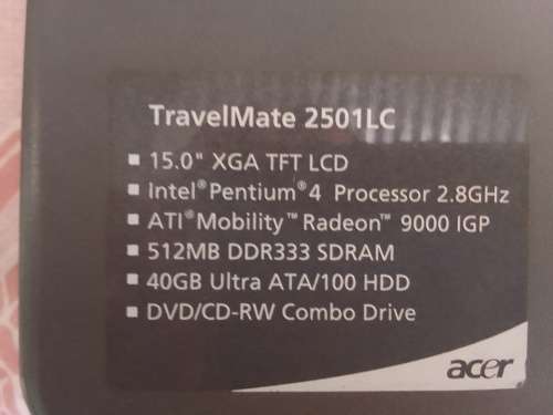 OLD MODEL ACER TRAVELMATE 2500 LAPTOP