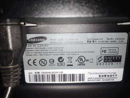 Samsung Syncmaster 2033SN (20`) 1600 x 900 pixels Black