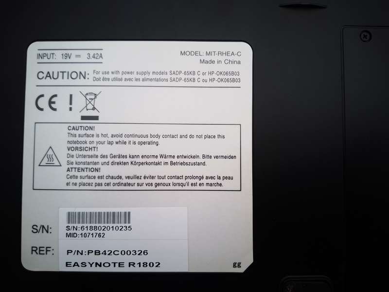 Packard Bell EasyNote MIT-RHEA-C Laptop 15.4`