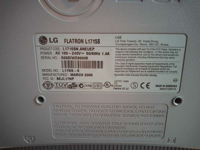 Good Condition - LG Flatron 17` Desktop Monitor