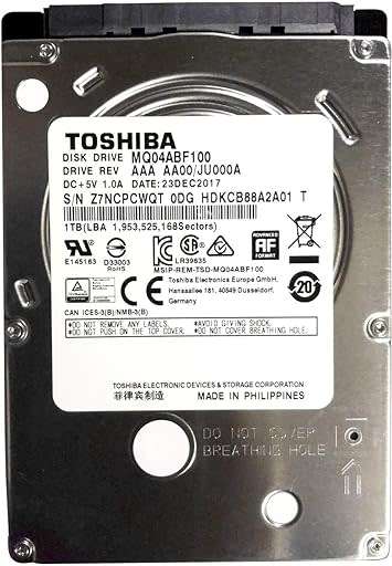 TOSHIBA 1TB LAPTOP HDD - 100% HEALTH/PERFORMANCE