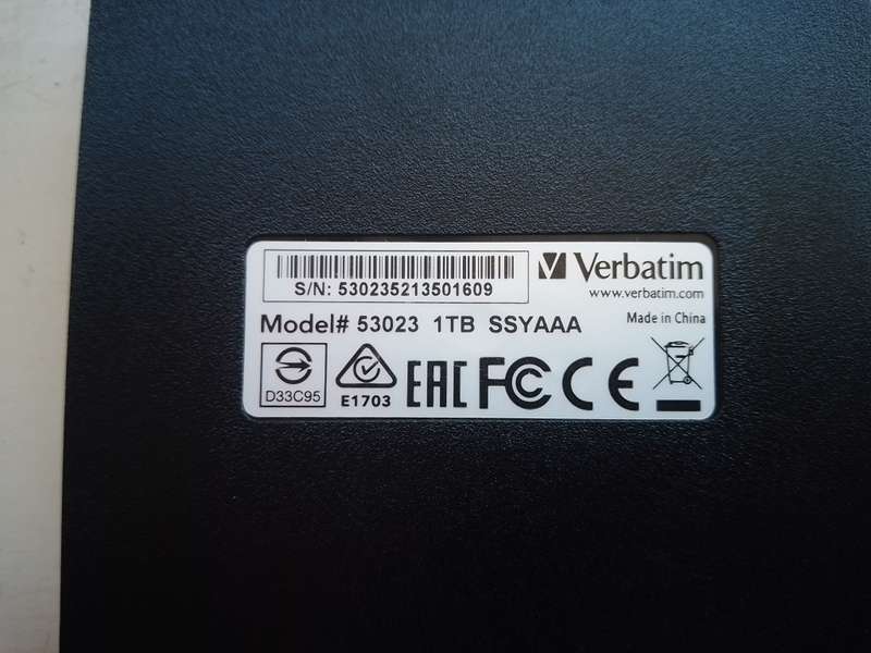 1TB Verbatim External HDD