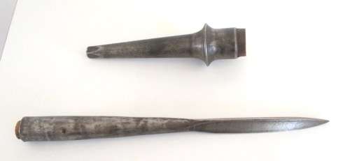 A CAVALRY LANCE MILITARY SPEAR AND HANDLE (SADLY THE CENTER CANE REMOVED)