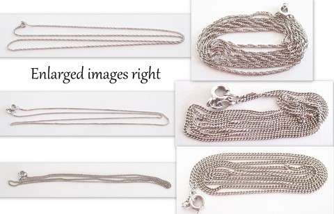 3 VINTAGE STERLING SILVER CHAINS--VARIOUS DESIGNS AND LENGTHS--ONE NEEDS A LITTLE TLC