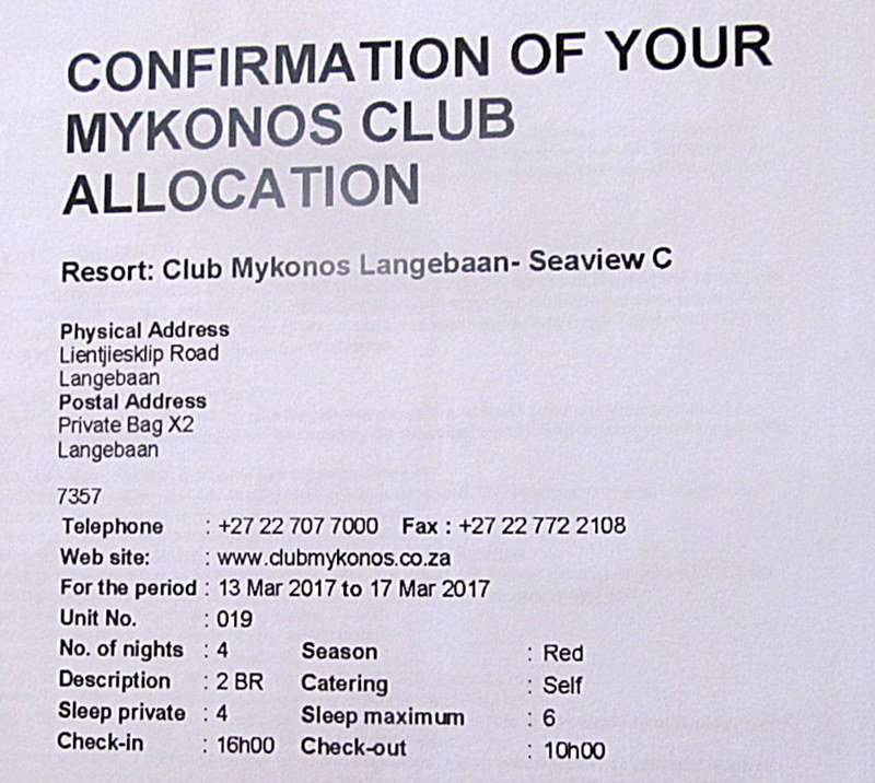 A MIDWEEK AT MYKONOS WESTERN CAPE--6 SLEEPER---13th to 17th MARCH--BUY NOW