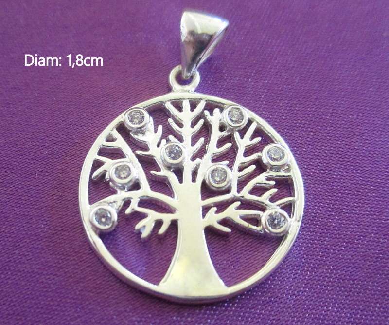 A TREE OF LIFE PENDANT WITH CLEAR CRYSTAL STONES--NEW