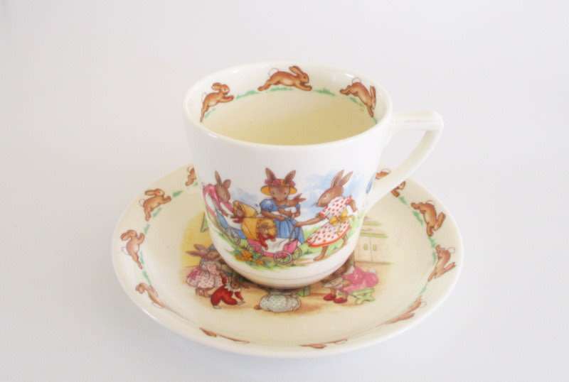 A ROYAL DOULTON BUNNYKINS CUP AND SAUCER---PERFECT (B)