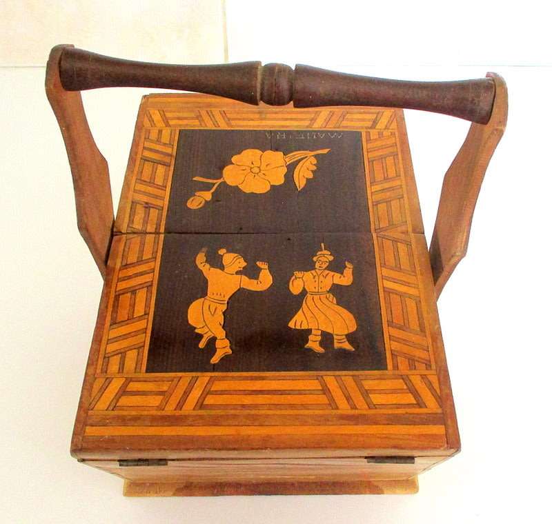 A SMALLER VERSION OF THE CONCERTINA SEWING BOX--INLAID
