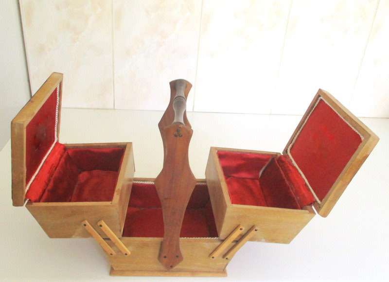 A SMALLER VERSION OF THE CONCERTINA SEWING BOX--INLAID