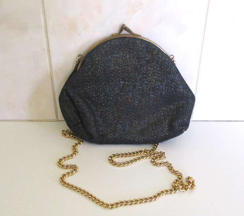 LADIES ITEMS -AN EVENING BAG,PURSE,BEADS, HANKIES ETC