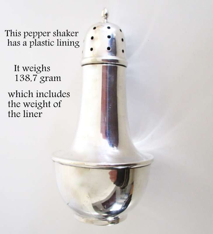 A HALLMARKED SILVER PEPPER SHAKER---Birmingham 1958--No Dings or dents
