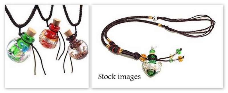 AN AROMATHERAPY HAND BLOWN GLASS BOTTLE PENDANT--Do it yourself