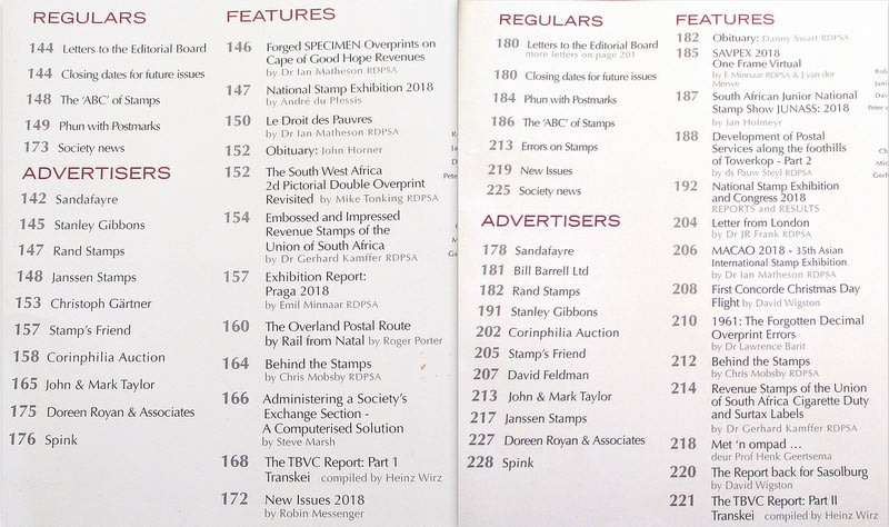 TEN 2017 AND 2018 SOUTH AFRICAN PHILATELIST MAGAZINES