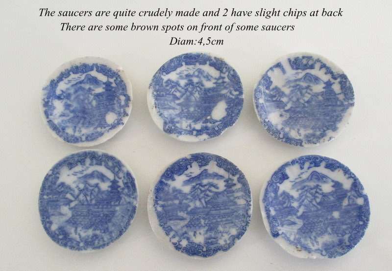 A VICTORIAN SALESMAN'S SAMPLE  PORCELAIN TEA SET ON A TRAY--READ