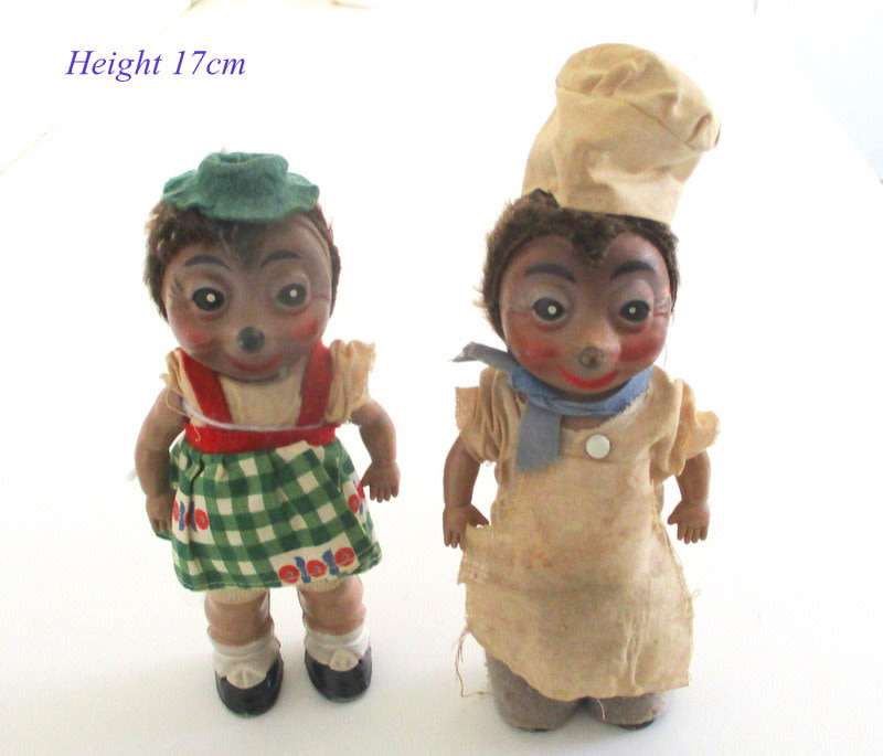 A PAIR OF STEIFF PLASTIC MECKI AND MICKI--German hedgehog dolls --1950's