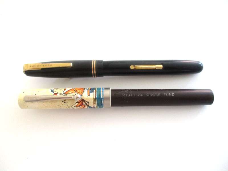 A WATERMAN FOUNTAIN PEN 14ct GOLD NIB AND A SHAEFFER SOUTHERN CROSS FUND PEN --PLEASE READ