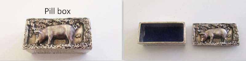 PILL BOXES,A UNIQUE MINIATURE RAZOR VINTAGE NEEDLE/COTTON HOLDERS ETC---ALL FOR 1 bid